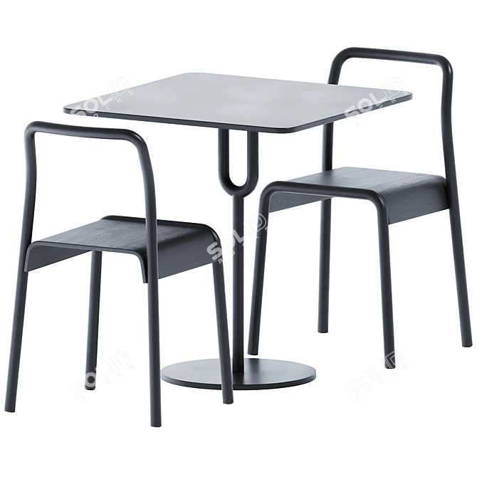 Piper Table & Tool Chair Set 3D model image 1