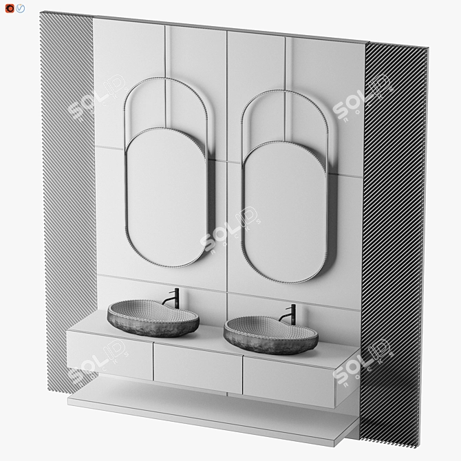 Luxury Belik Bathroom Set 3D model image 5