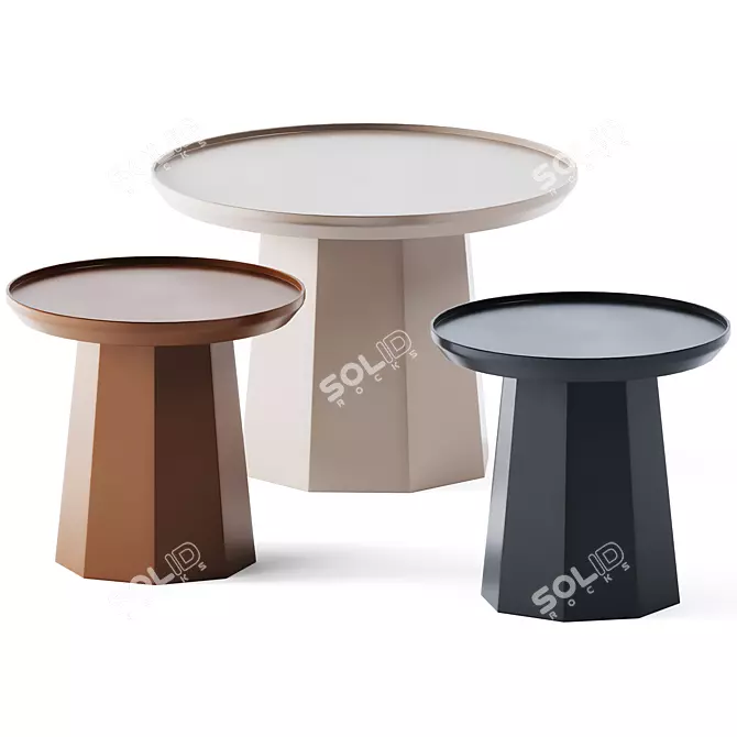 Elegant Metal Pine Coffee Tables 3D model image 1