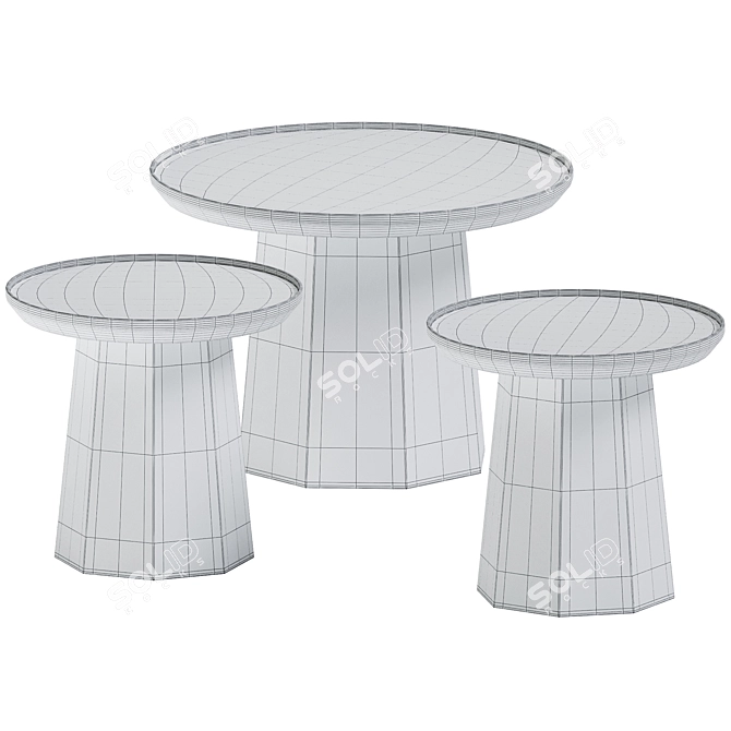 Elegant Metal Pine Coffee Tables 3D model image 2