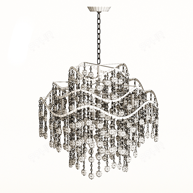 Elegant Glass Pendant Chandelier 3D model image 3