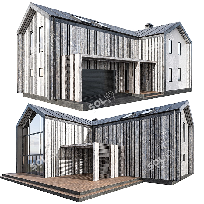 Vintage Barnhouse with Panoramic Windows 3D model image 1