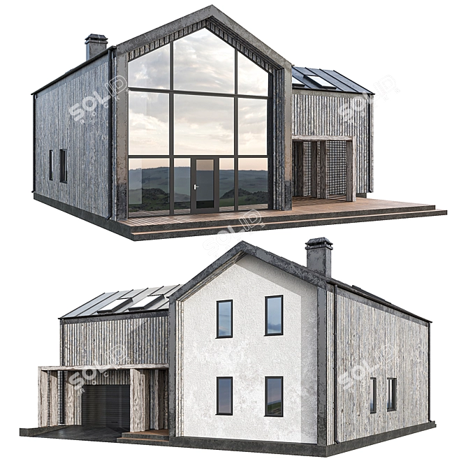 Vintage Barnhouse with Panoramic Windows 3D model image 2