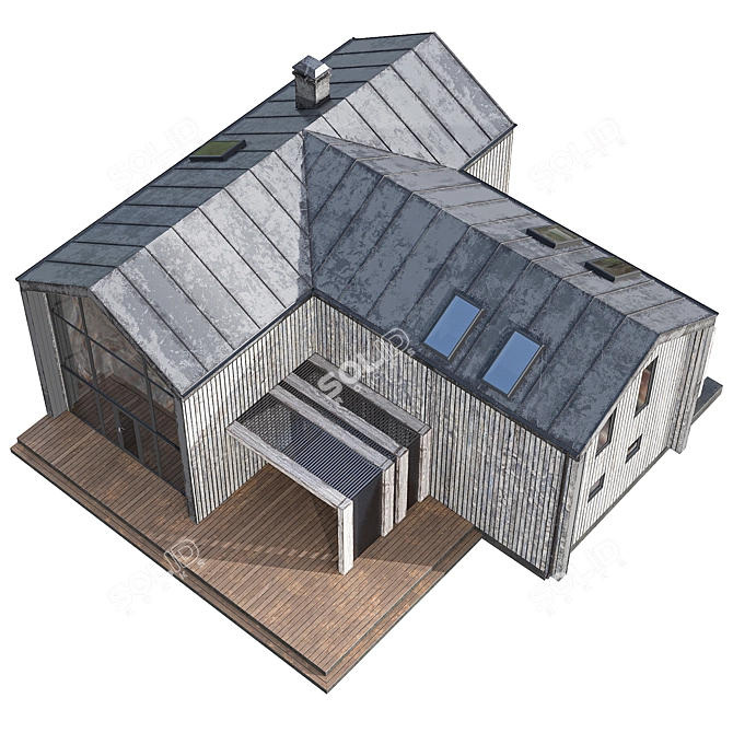 Vintage Barnhouse with Panoramic Windows 3D model image 3
