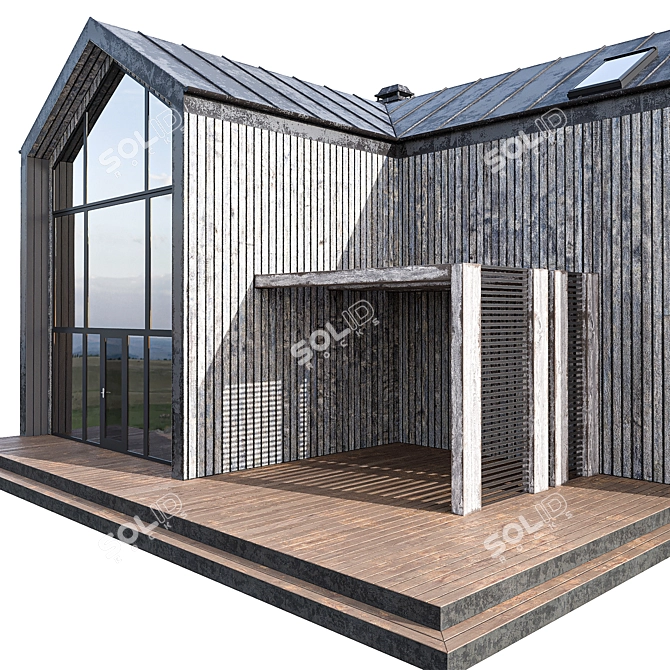 Vintage Barnhouse with Panoramic Windows 3D model image 4