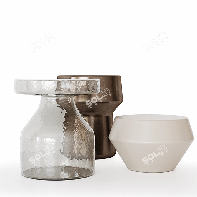Modern Table Set: Glass, Ceramic, Bronze 3D model image 3