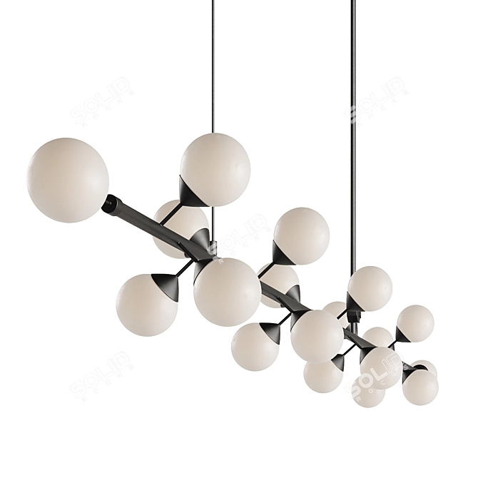 Modern Black Brass Chandelier 3D model image 2