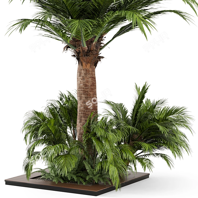 Outdoor Garden Set: Bush & Tree 3D model image 6