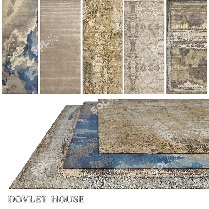 DOVLET HOUSE Carpets - Set of 5 (Part 762) 3D model image 1