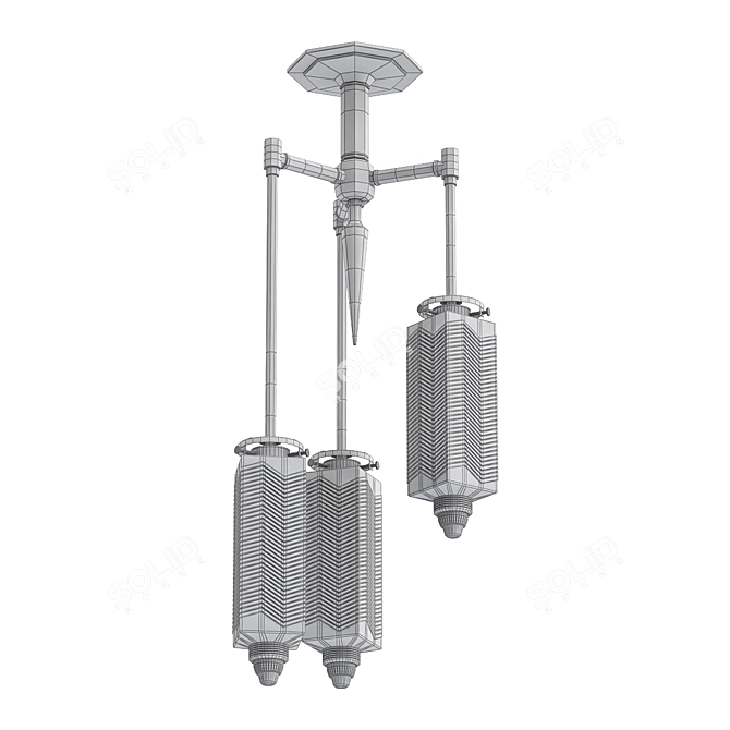 Elegant Chrysler 3-Arm Chandelier 3D model image 2