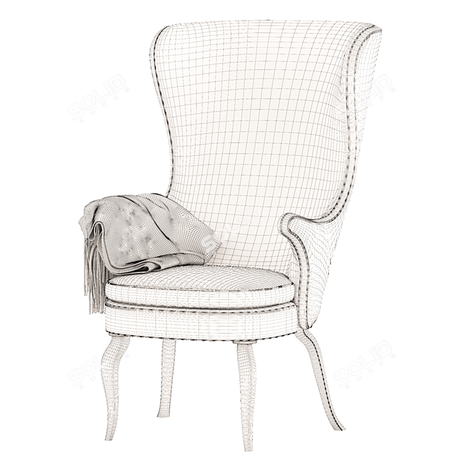 Winged High-Back Armchair: Luxury & Comfort 3D model image 4