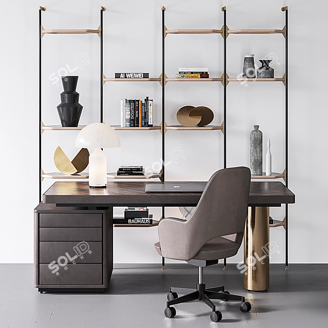 Refined Office Essentials: Baxter Verba Volant Desk, Libelle Rack, Colette Chair & Oluce Atollo Glass 3D model image 1