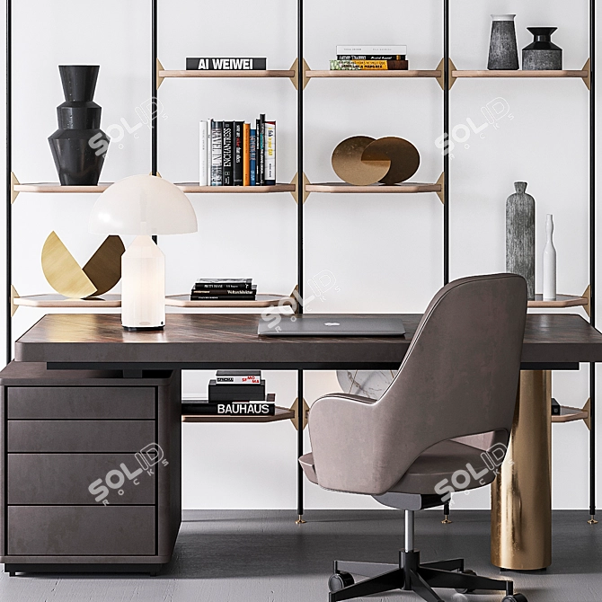 Refined Office Essentials: Baxter Verba Volant Desk, Libelle Rack, Colette Chair & Oluce Atollo Glass 3D model image 2