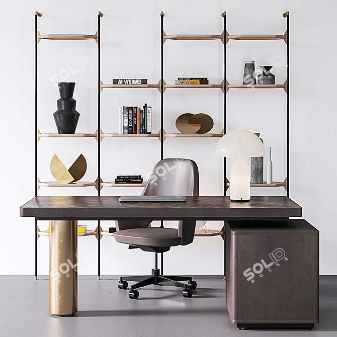 Refined Office Essentials: Baxter Verba Volant Desk, Libelle Rack, Colette Chair & Oluce Atollo Glass 3D model image 4