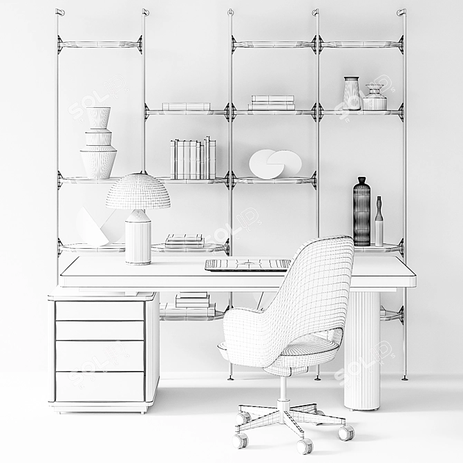 Refined Office Essentials: Baxter Verba Volant Desk, Libelle Rack, Colette Chair & Oluce Atollo Glass 3D model image 5