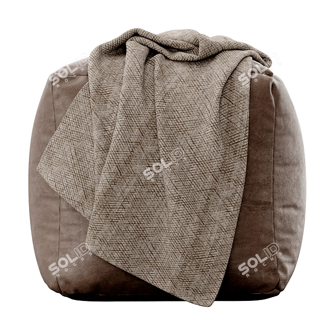 Handcrafted Moroccan Leather Pouf 3D model image 2