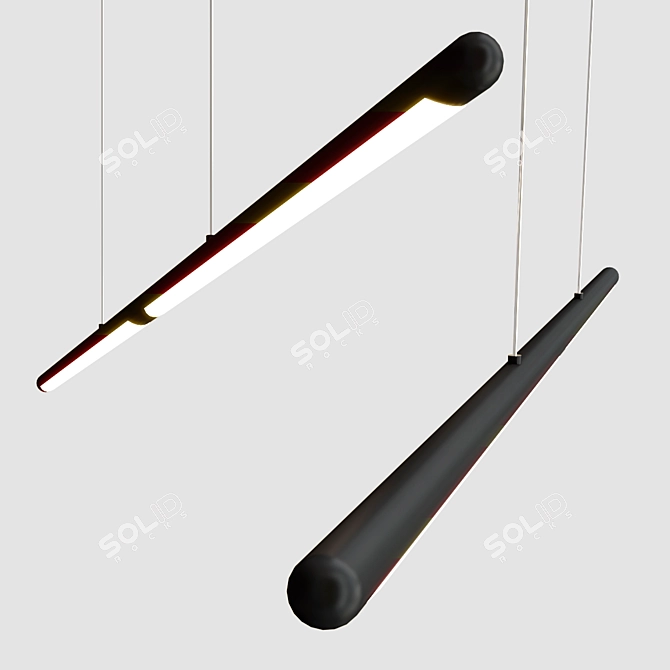 Sleek Black LED Pendant Light 3D model image 2