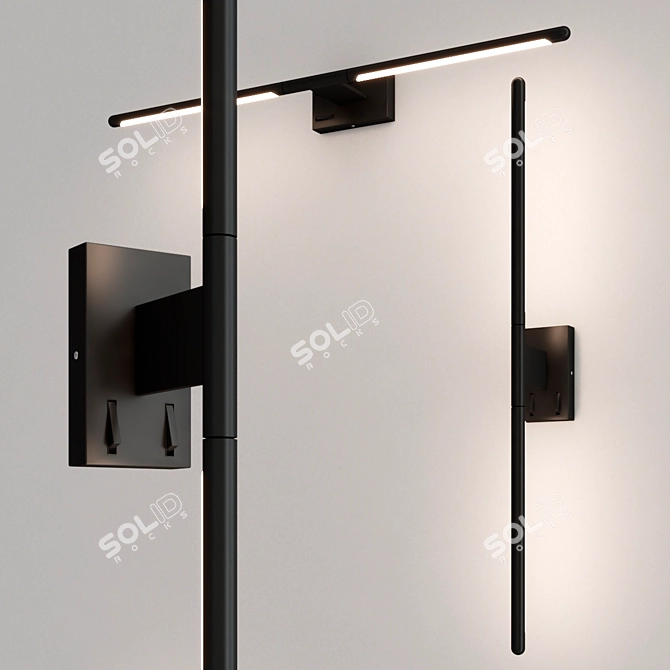 Modern Metal and Acrylic LED Wall Lamp 3D model image 3