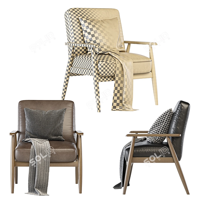 Mid-Century Leather Accent Chair 3D model image 4