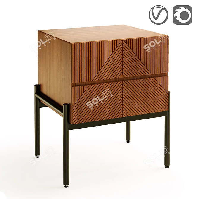 Vintage Lodge Headboard Table with Drawers 3D model image 1