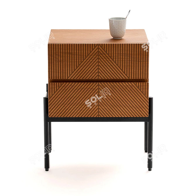 Vintage Lodge Headboard Table with Drawers 3D model image 3