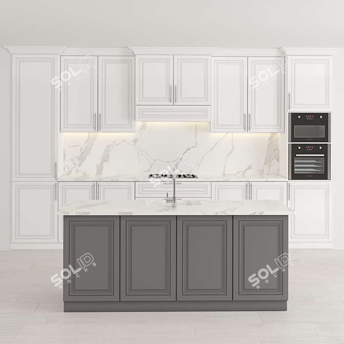 Elegant Kitchen 27: Modern, Millimeter Measurements 3D model image 1