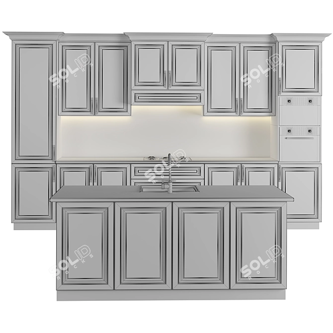 Elegant Kitchen 27: Modern, Millimeter Measurements 3D model image 4