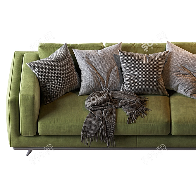 Zander Velvet Sofa: Modern & Stylish Seating 3D model image 5