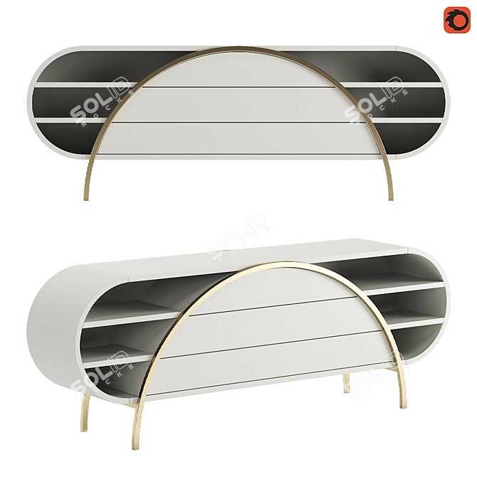 Modern Crescent Sideboard: Sleek Design & Functional Space 3D model image 1