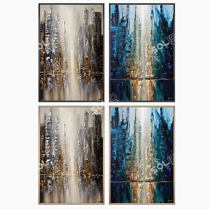 Gallery Wall Art Set - 2 Paintings, 4 Frame Options 3D model image 2