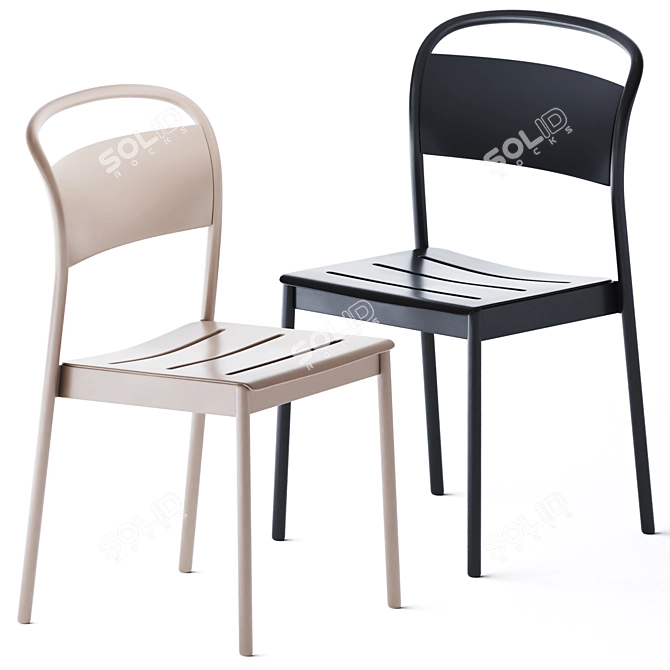 Sleek Self Table & Chic Linear Chair 3D model image 2