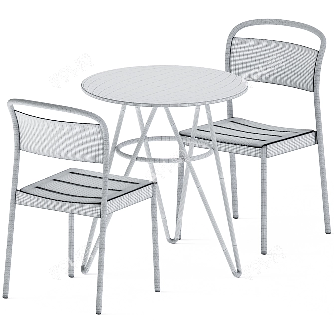 Sleek Self Table & Chic Linear Chair 3D model image 3