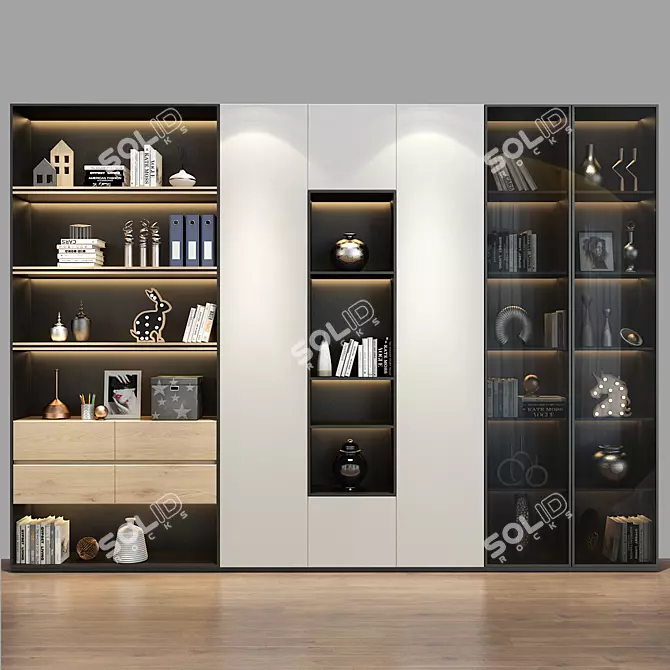 Elegant Wood Cabinet 3D model image 1