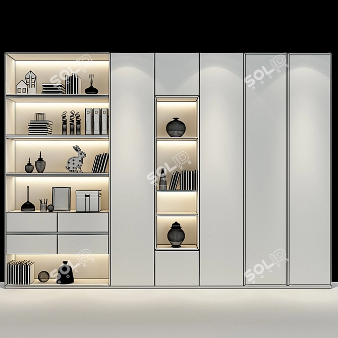 Elegant Wood Cabinet 3D model image 2