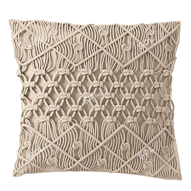 Boho Chic Macrame Cushion Set 3D model image 3