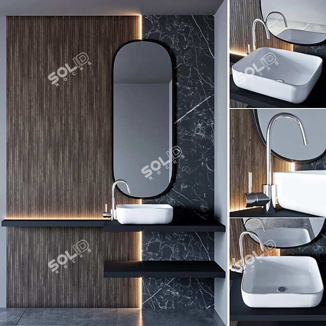 Elegant Bathroom Furniture Set 3D model image 1