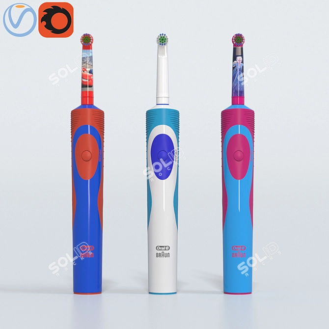 Oral-B Vitality Electric Toothbrush - Classic White and 2 for Kids 3D model image 5