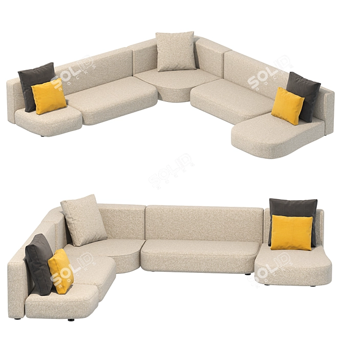 Modern Cappellini Litos Sofa 3D model image 1