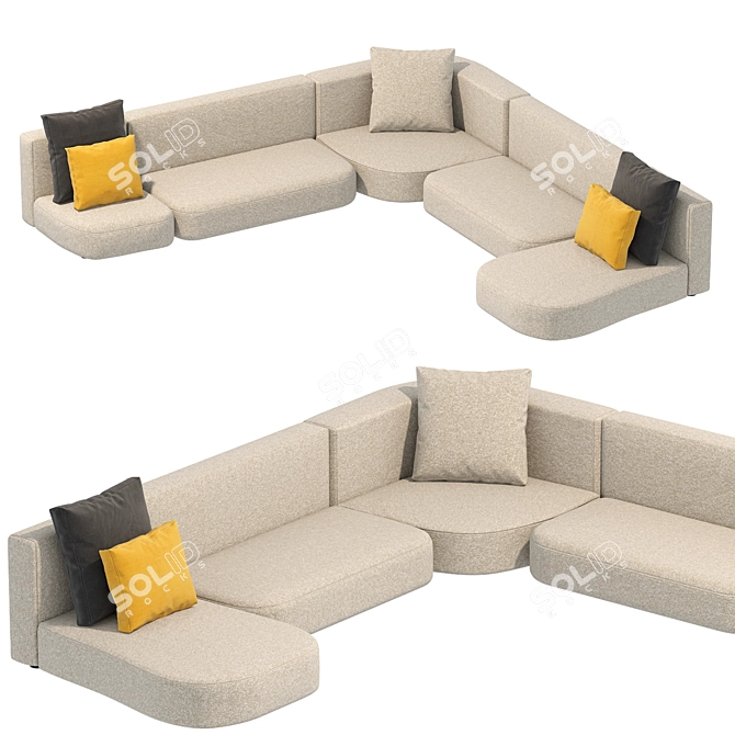 Modern Cappellini Litos Sofa 3D model image 6