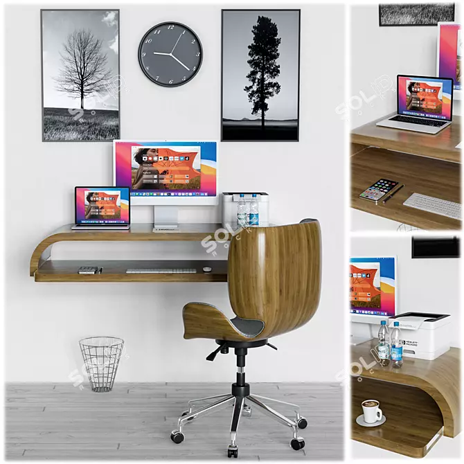 Modern Office Furniture Set 3D model image 1