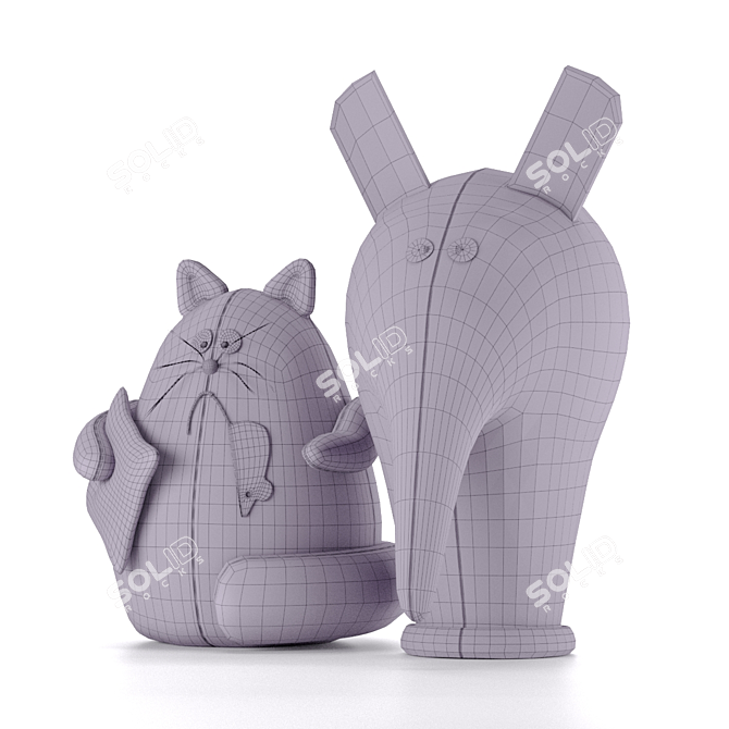 Playful Cat and Elephant Toys 3D model image 3