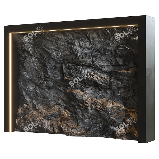 Natural Stone Wall: Authentic 3D Model 3D model image 1