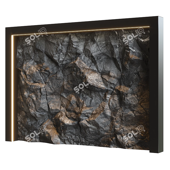 Natural Stone Wall: Authentic 3D Model 3D model image 2