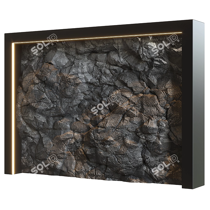 Natural Stone Wall: Authentic 3D Model 3D model image 3
