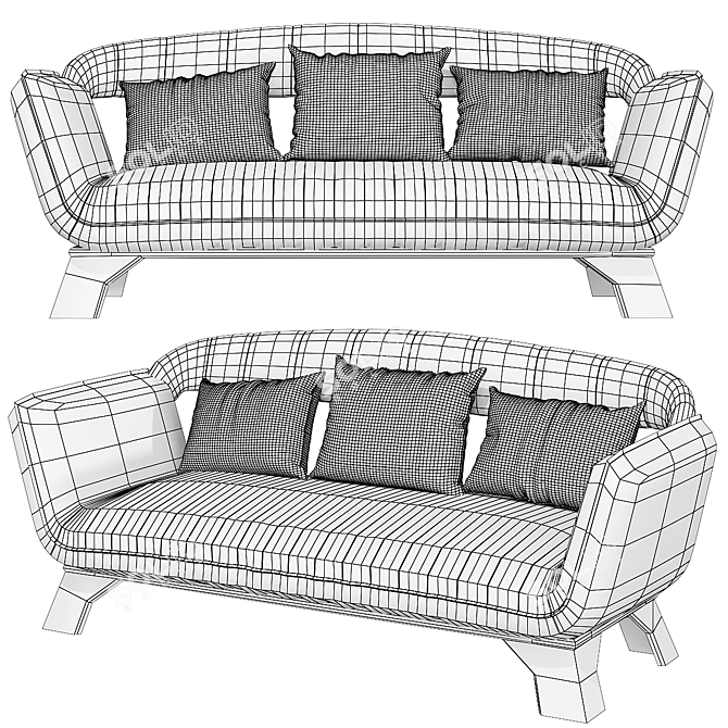 Stylish peti_sofa: Comfort meets elegance 3D model image 2