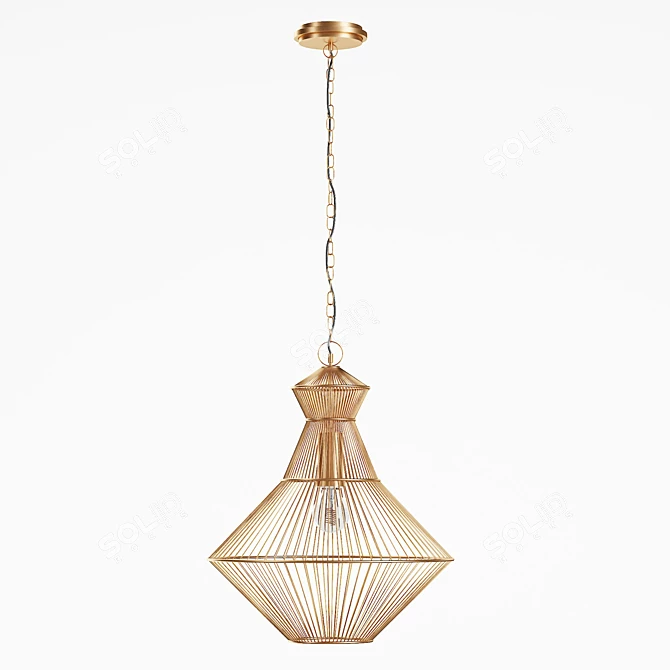 Crisp Metal Geometric Pendant 3D model image 4