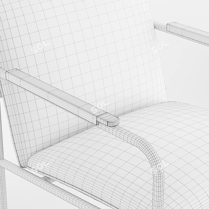 Sleek Striped Upholstered Arm Chair 3D model image 6