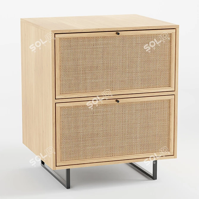 Boho Mango Wood Filing Cabinet 3D model image 1