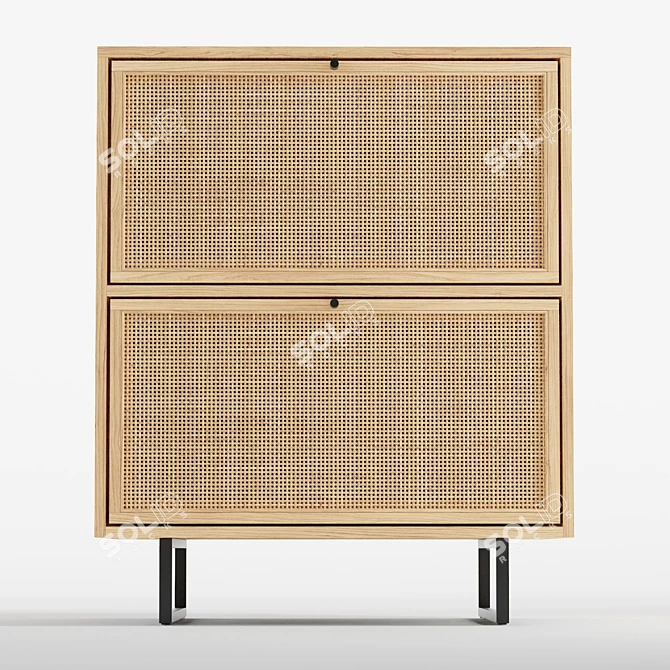 Boho Mango Wood Filing Cabinet 3D model image 4