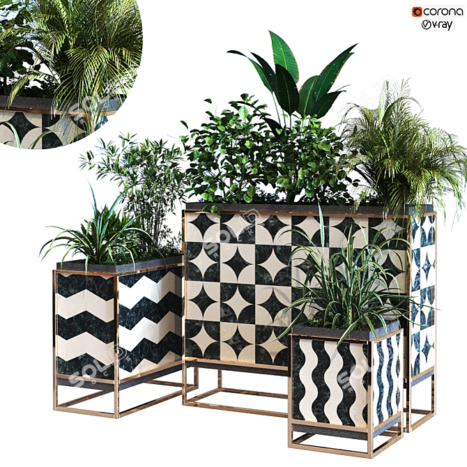 Elegant Indoor Plant Box Set 3D model image 7